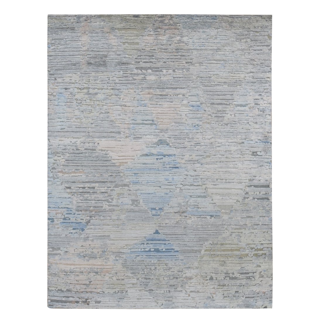 8'x10'6" Ivory Pure Silk Hand Knotted Modern Oriental Rug (1 of 12)