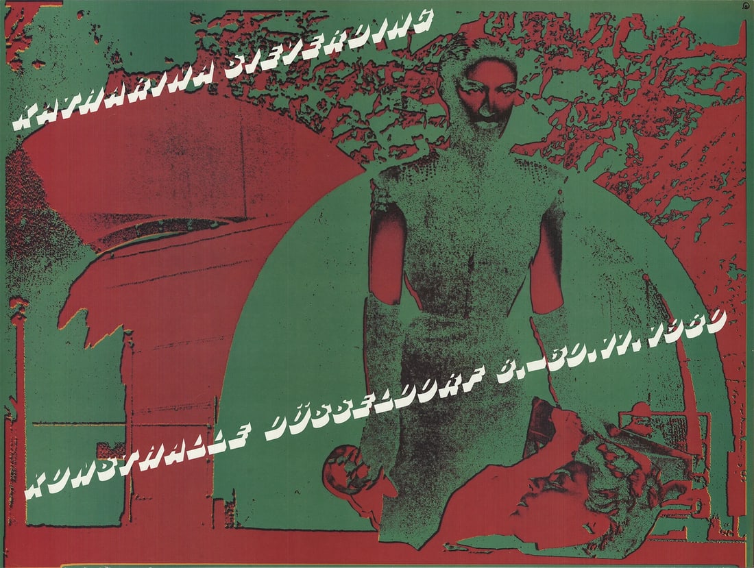 ARTIST UNKNOWN Untitled 24.5" x 32.5" Offset Lithograph Contemporary Green Red (1 of 4)