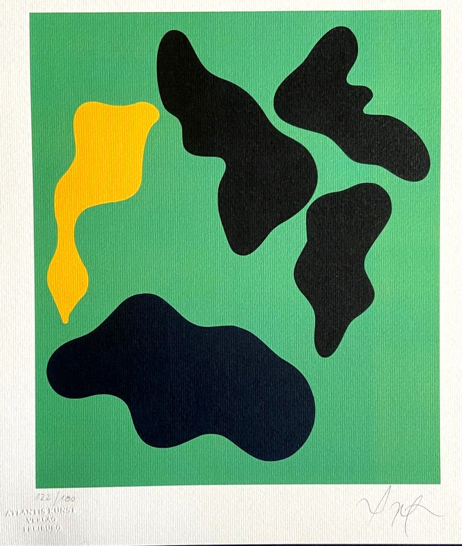 Jean Hans Arp Lithograph is numbered.: Jean Hans Arp Lithograph is numbered. A rare and striking lithograph by Swiss artist Jean Hans Arp, printed in 1978 by Atlantis Verlag, Freiburg. This unique piece is one of only 180 specimens created