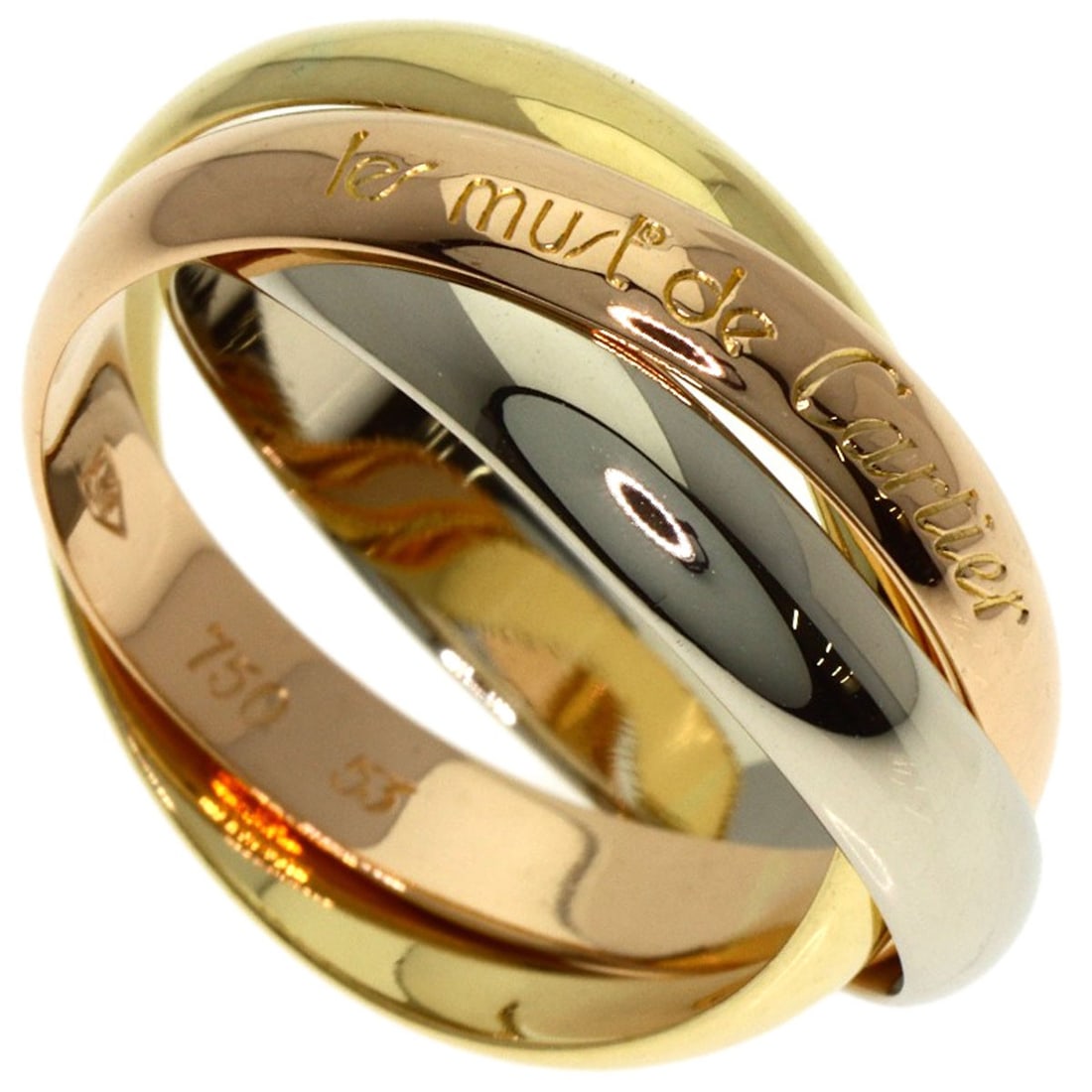 CARTIER Trinity Yellow Gold White Gold K18 Ring: CARTIER Trinity Yellow Gold White Gold K18 Ring Elevate your style with the iconic CARTIER Trinity ring, crafted from 18k yellow gold and white gold for a luxurious touch. This timeless piece boasts