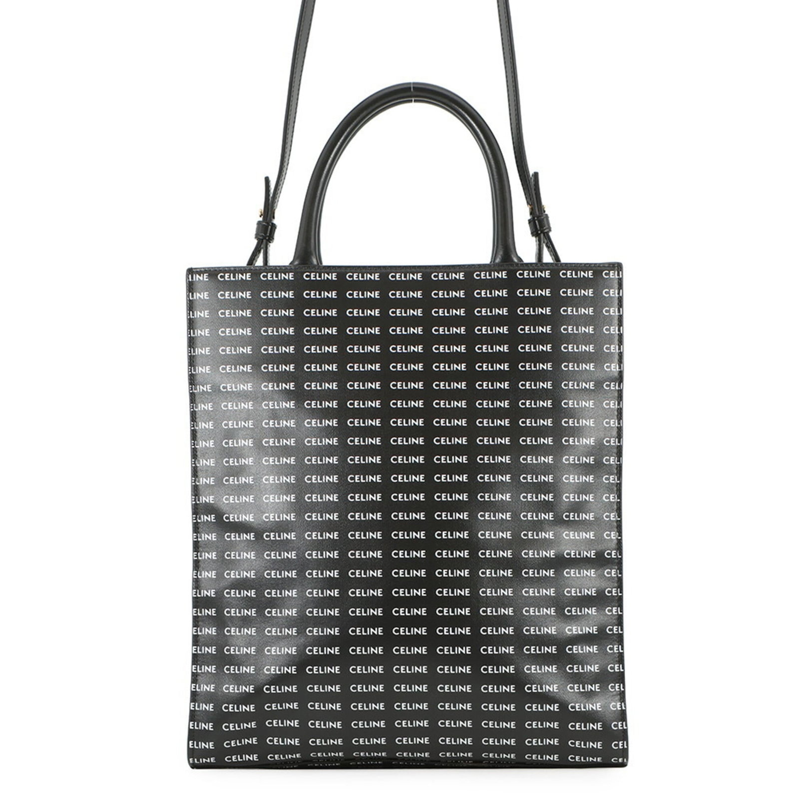 Celine Tote Bag Pvc, Leather: Celine Tote Bag Pvc, Leather A sleek and sophisticated Celine tote bag, crafted from high-quality pvc and leather, boasts a timeless black color with crisp white accents. With its classic design and
