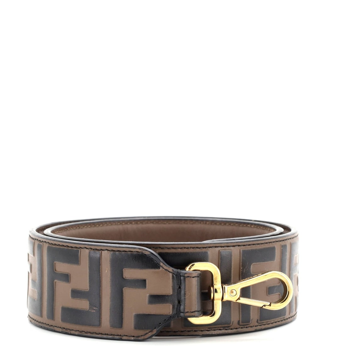 Fendi Strap You Shoulder Strap Zucca Embossed Leather: Fendi Strap You Shoulder Strap Zucca Embossed Leather A luxurious Fendi strap, perfect for adding a touch of high-end elegance to any outfit, boasts a rich brown zucca embossed leather exterior and