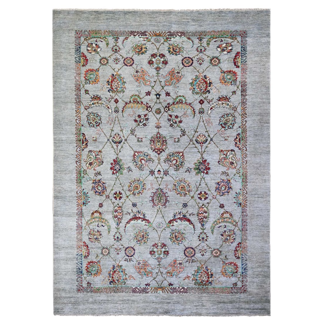 8'9"x12'1" Misty Gray Sultani with Tebraz Wool Hand Knotted Oriental Rug (1 of 12)