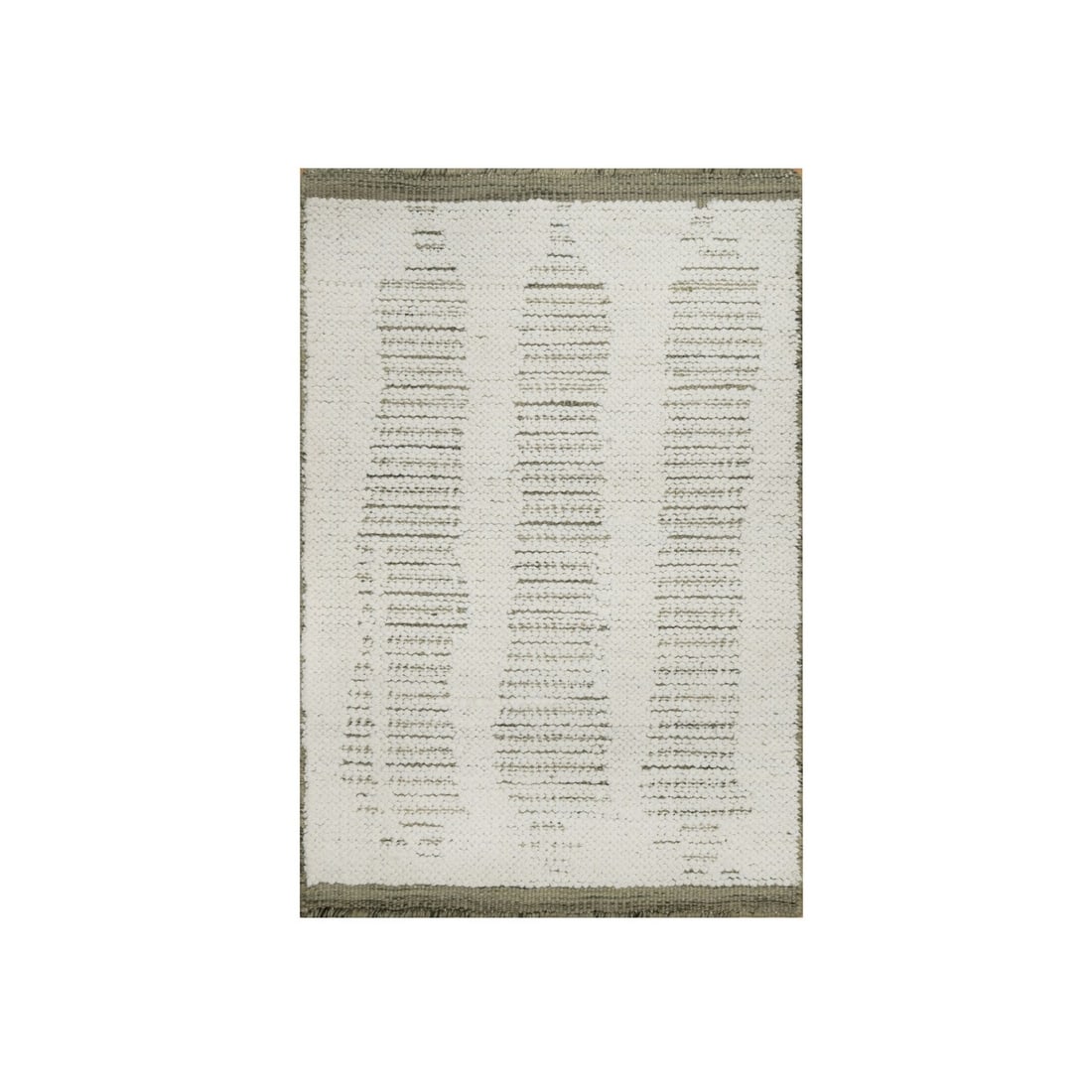 2'x3' Ivory Flat Weave with Pile Rug Hand Woven Undyed Natural Wool Mat (1 of 8)