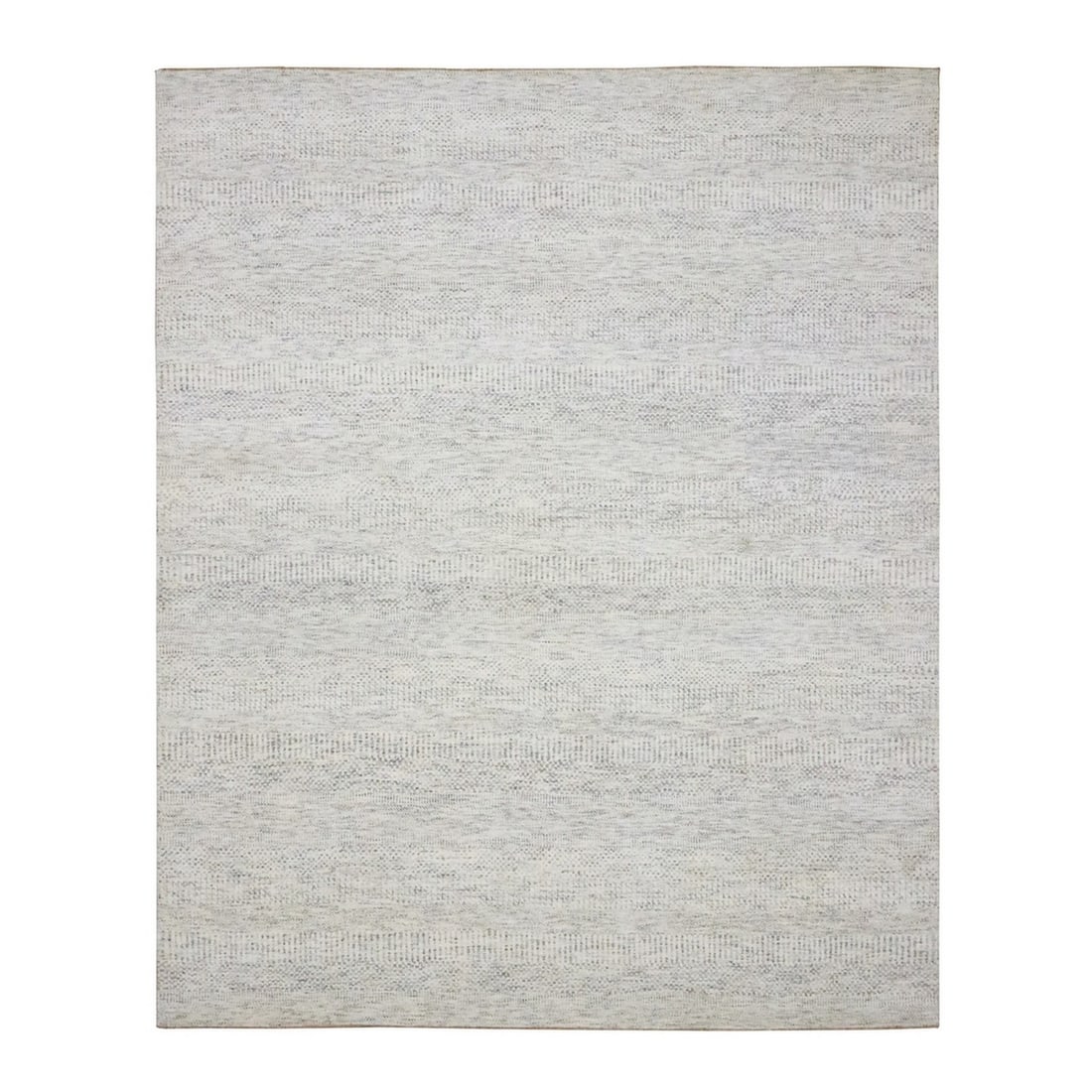 8'2"x10' White Modern Grass Design Hand Knotted Lush and Plush Wool Rug: 8'2"x10' White Modern Grass Design Hand Knotted Lush and Plush Wool Rug Experience the warmth and sophistication of hand-knotted wool, expertly crafted in India to create a stunning modern grass desig