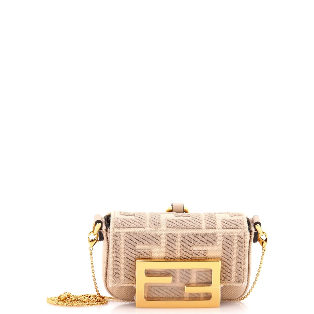 Fendi Chain Baguette Charm Bag Zucca Embroidered Canvas Nano (1 of 5)