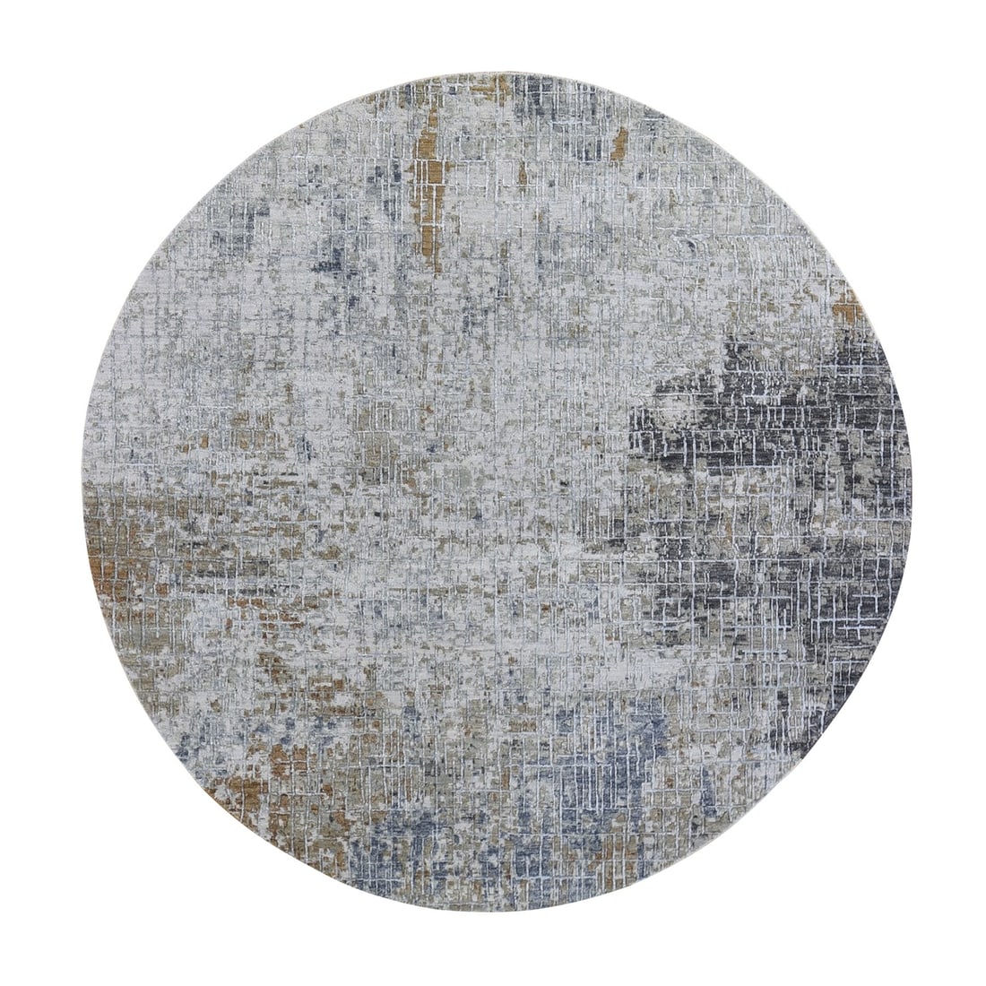 6'x6' Wool Farsian Knot Round Abstract Design Hand Knotted Rug: 6'x6' Wool Farsian Knot Round Abstract Design Hand Knotted Rug Experience the warmth and elegance of hand-knotted craftsmanship with this stunning 6'x6' wool rug, expertly woven in Turkey using
