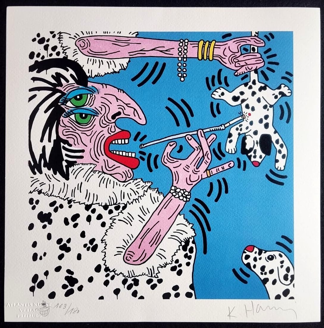 Keith Haring 'Crudelia' Lithograph Numbered: Keith Haring 'Crudelia' Lithograph Numbered A rare opportunity to own a piece of street art history, Keith Haring's 'Crudelia' lithograph is a highly sought-after print from 1989, featuring the artist