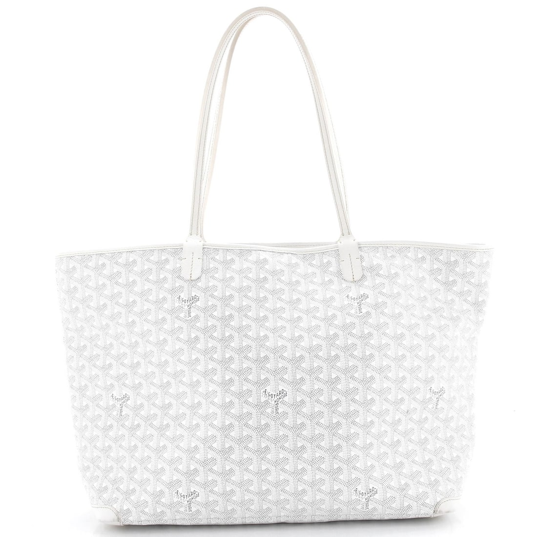 Goyard Artois Tote Coated Canvas MM: Goyard Artois Tote Coated Canvas MM The Goyard Artois Tote is a timeless and stylish shoulder bag, boasting a classic white canvas exterior with neutral interior and silver hardware. With its