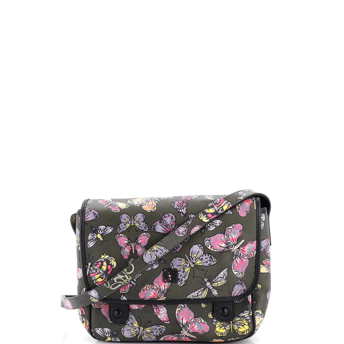 Loewe small messenger bag printed leather: Loewe small messenger bag printed leather A rare opportunity to own a pre-owned Loewe messenger bag, boasting its iconic printed leather exterior in a striking green hue. With its classic design and