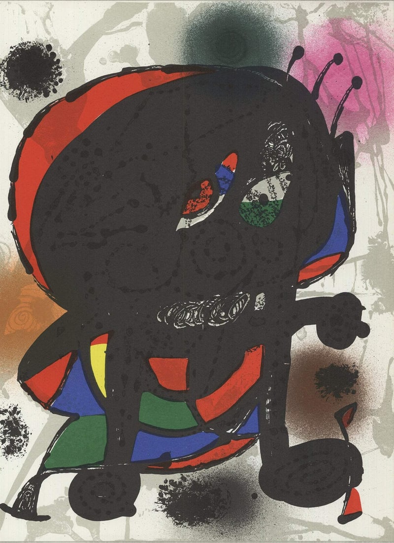 JOAN MIRO Litografia original III 13" x 9.75" Lithograph 1975 Surrealism Multico (1 of 4)