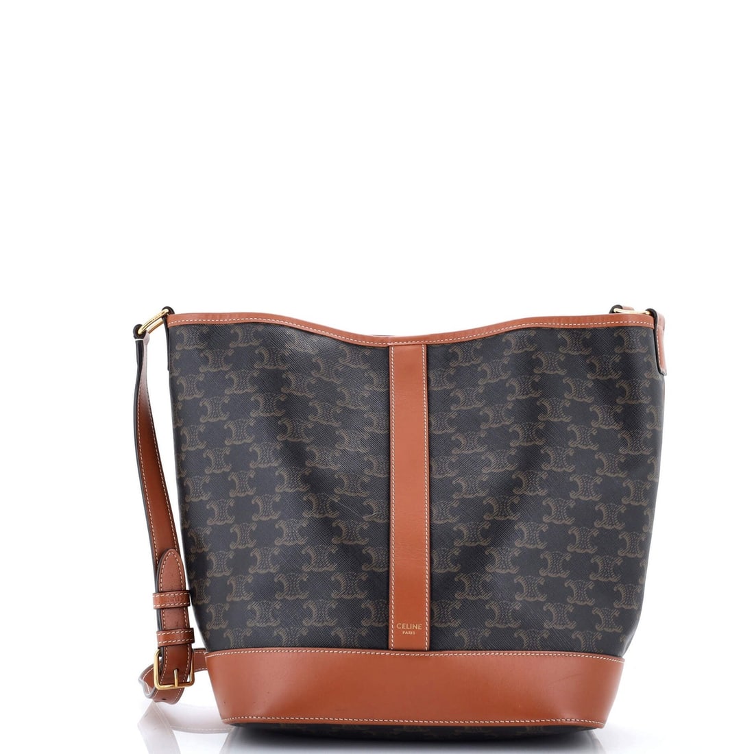 Celine medium coated canvas triomphe bucket bag (1 of 6)