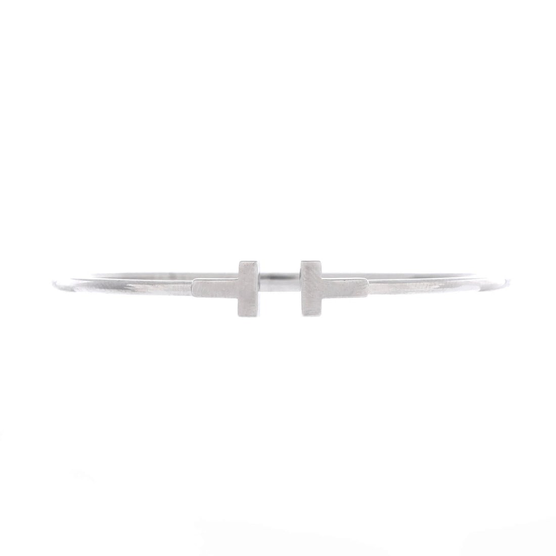 Tiffany & Co. 18K White Gold Narrow T Wire Bracelet (1 of 3)