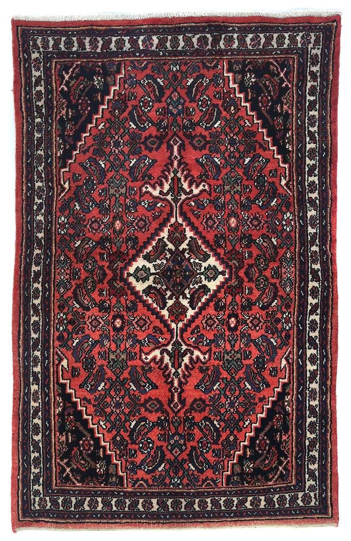 Handmade Vintage Oriental Rug 4'4X6'11 Bittersweet Red Floral Tribal Design (1 of 11)
