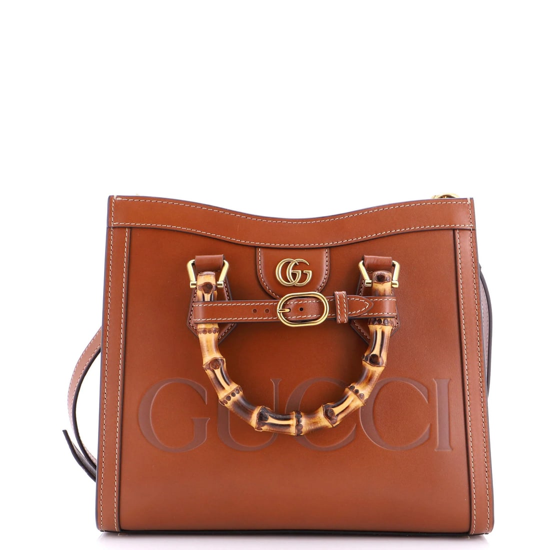 Gucci Small Bamboo Embossed Leather Tote with Logo and Diana NM Handle. (1 of 5)