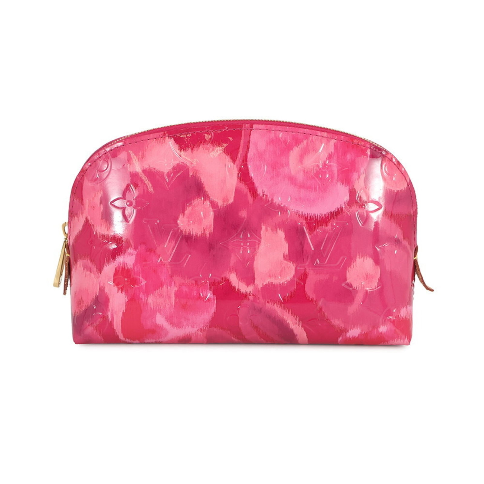 Louis Vuitton Pochette, Pouch Monogram Vernis: Louis Vuitton Pochette, Pouch Monogram Vernis A stunning Louis Vuitton Pochette, Pouch Monogram Vernis in exquisite Indian Rose hue, adorned with gold hardware and a sleek zipper closure, adds a