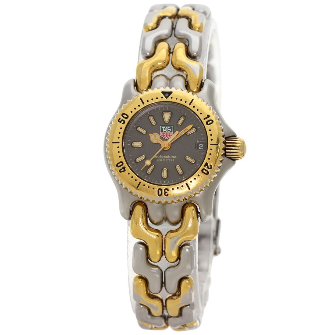 TAG HEUER Stainless Steel cell Watches S95.208 SSxGP: TAG HEUER Stainless Steel cell Watches S95.208 SSxGP Experience the timeless elegance of TAG HEUER with this stunning stainless steel cell watch, boasting an analog display and quartz movement for