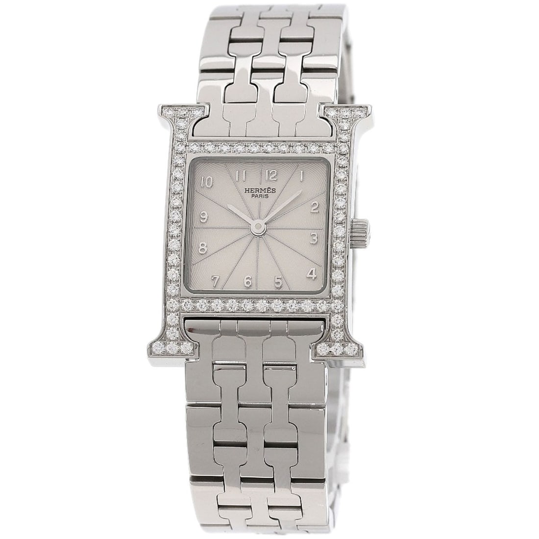 Hermes H watch stainless steel diamond bezel watches. (1 of 20)