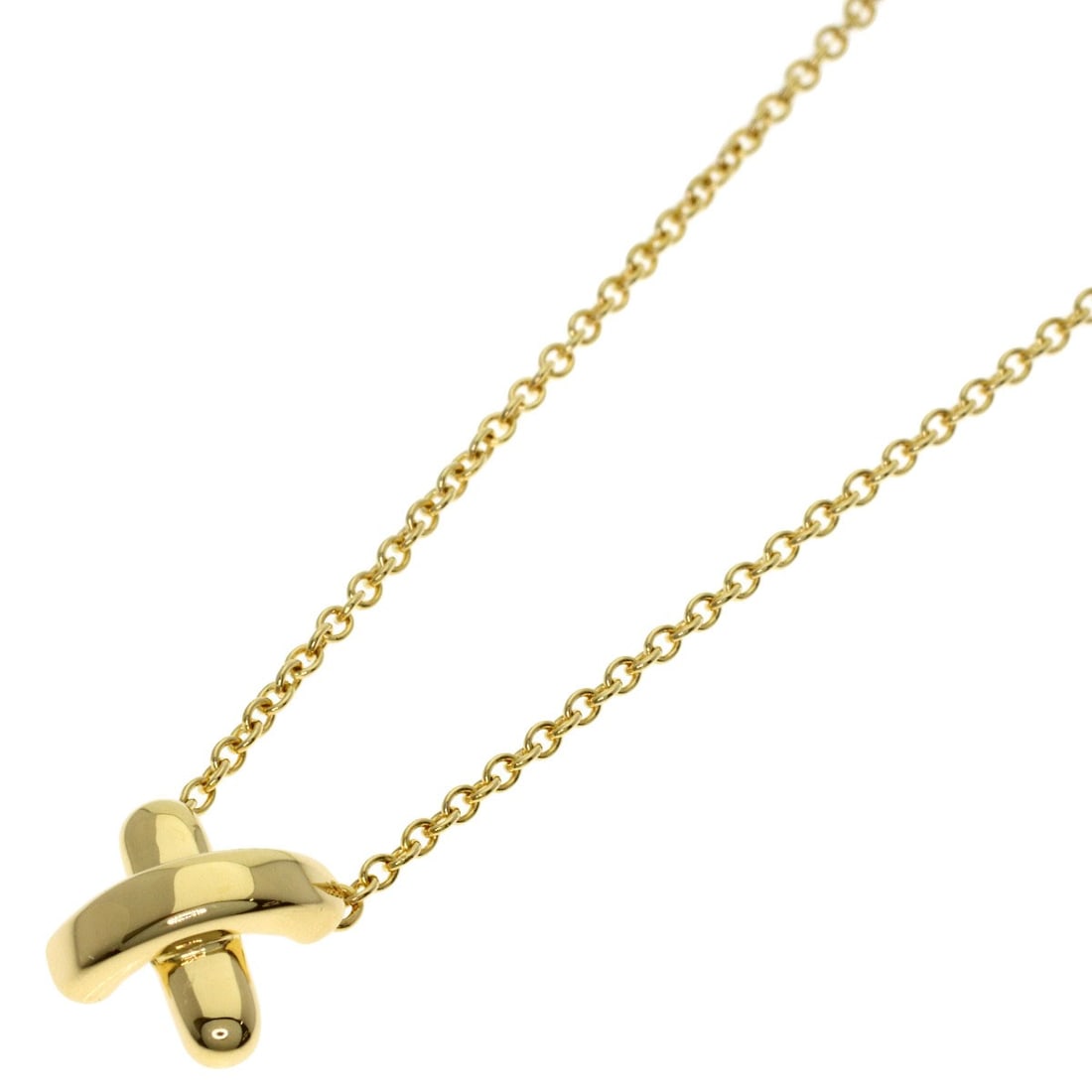 Tiffany Co. Yellow gold necklace cross stitch K18 (1 of 4)