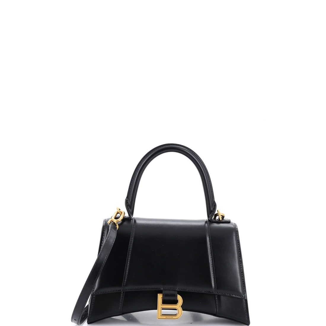 Balenciaga Hourglass Sling Shoulder Bag Leather Small: Balenciaga Hourglass Sling Shoulder Bag Leather Small Elevate your everyday style with the sleek and sophisticated Balenciaga Hourglass Sling Shoulder Bag, crafted from rich black leather that exudes