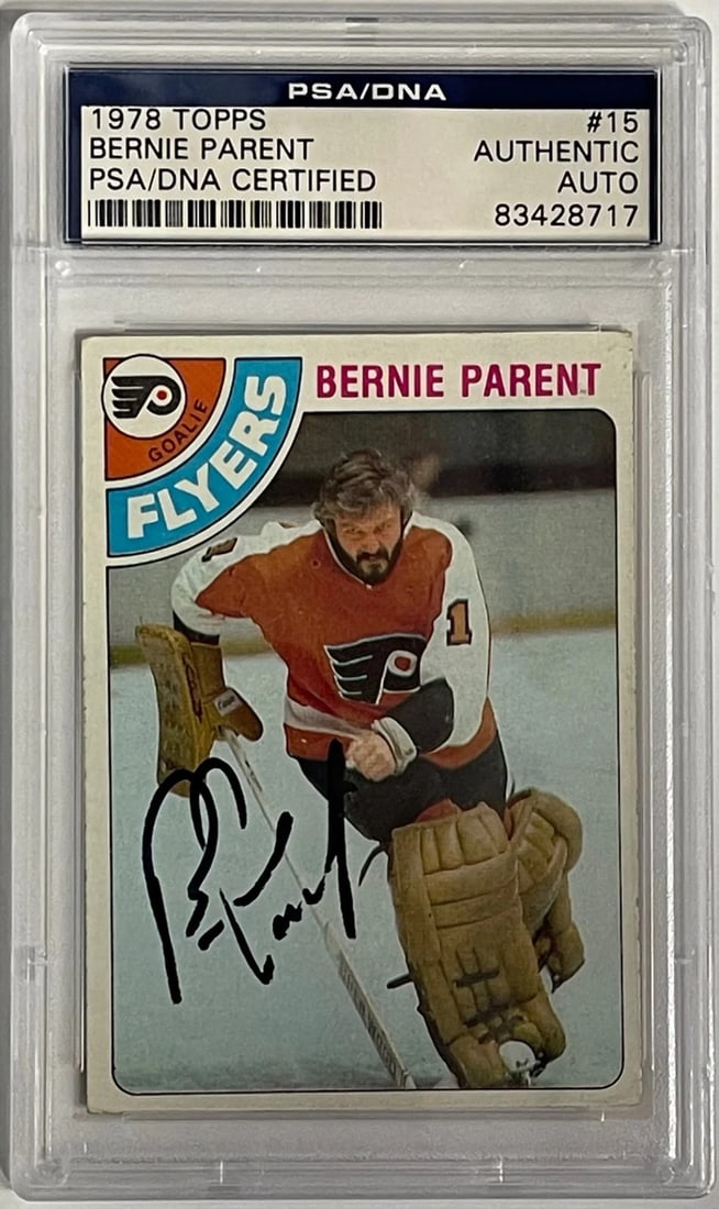 Topps card autographed by Bernie Parent in 1978-79. (1 of 2)