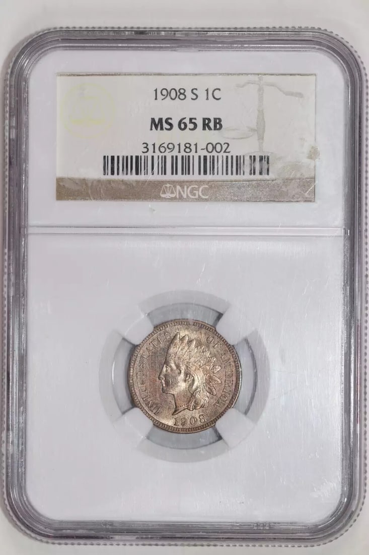 NGC MS65 Indian Head Cent 1908-S (1 of 2)