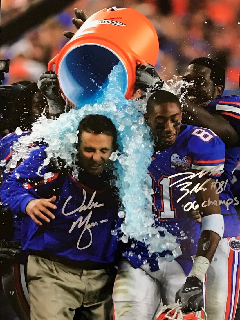 Urban Meyer & Dallas Baker Autographed 16x20 Football Photo (1 of 1)