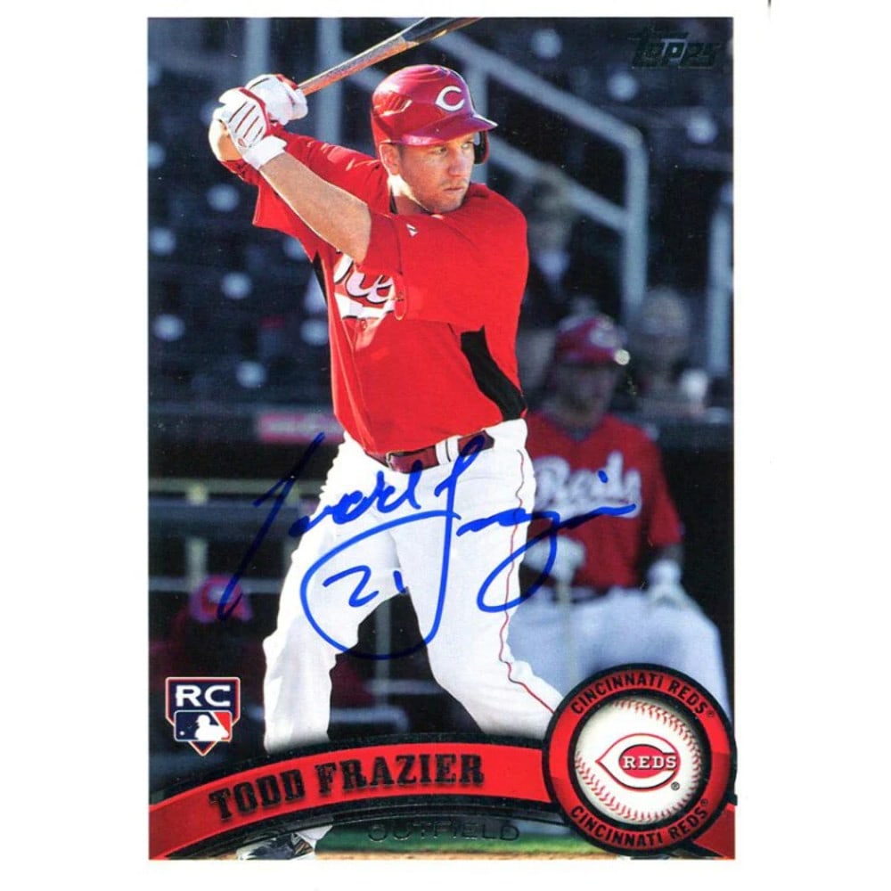 Todd Frazier Autographed Topps Rookie Card: Todd Frazier Autographed Topps Rookie Card Get ready to own a piece of baseball history with this autographed 2011 Topps Rookie Card of Todd Frazier, signed in blue sharpie by the former MLB star