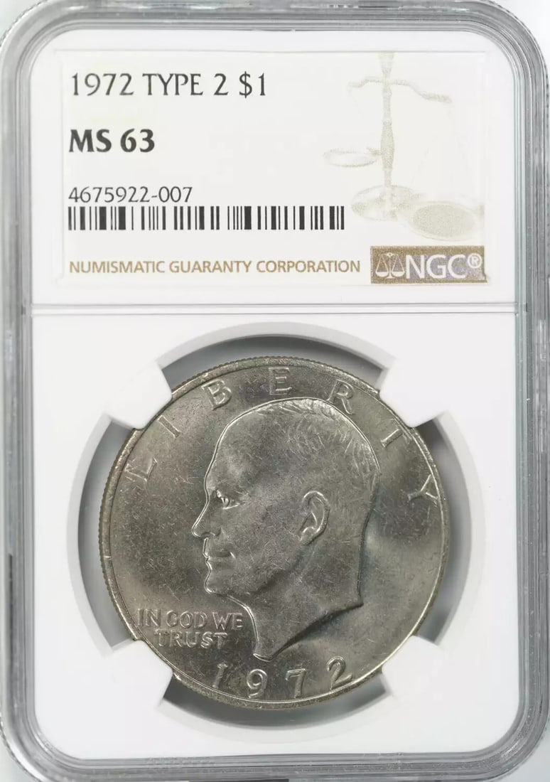 1972 EISENHOWER IKE DOLLAR $1 TYPE 2 NGC CERTIFIED MS 63 MINT STATE UNC (007) (1 of 4)
