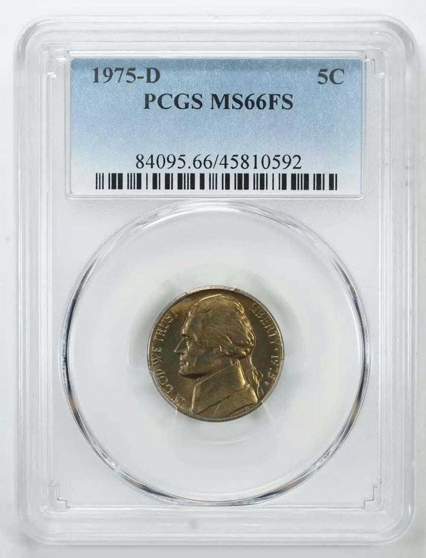 1975 D JEFFERSON NICKEL 5C PCGS MS 66 FS MINT STATE UNC - FULL STEPS (592) (1 of 4)