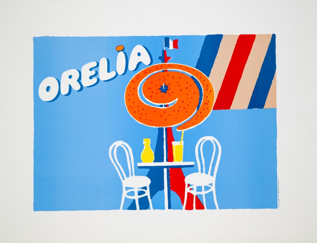 Orelia Orangina Villemot Original Vintage Poster On Linen 1983 (1 of 6)