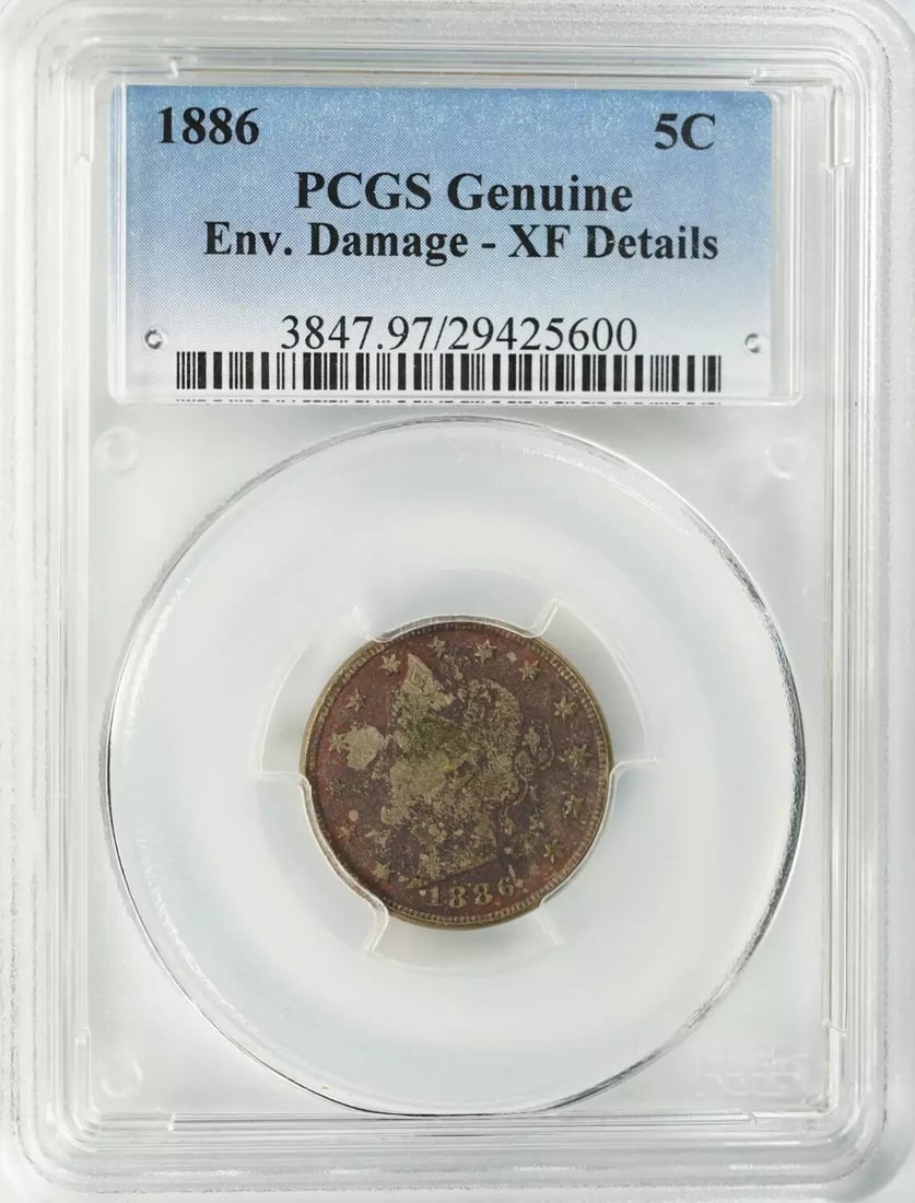 1886 LIBERTY HEAD V NICKEL 5C PCGS CERTIFIED GENUINE XF EXTRA FINE DETAILS (600) (1 of 5)