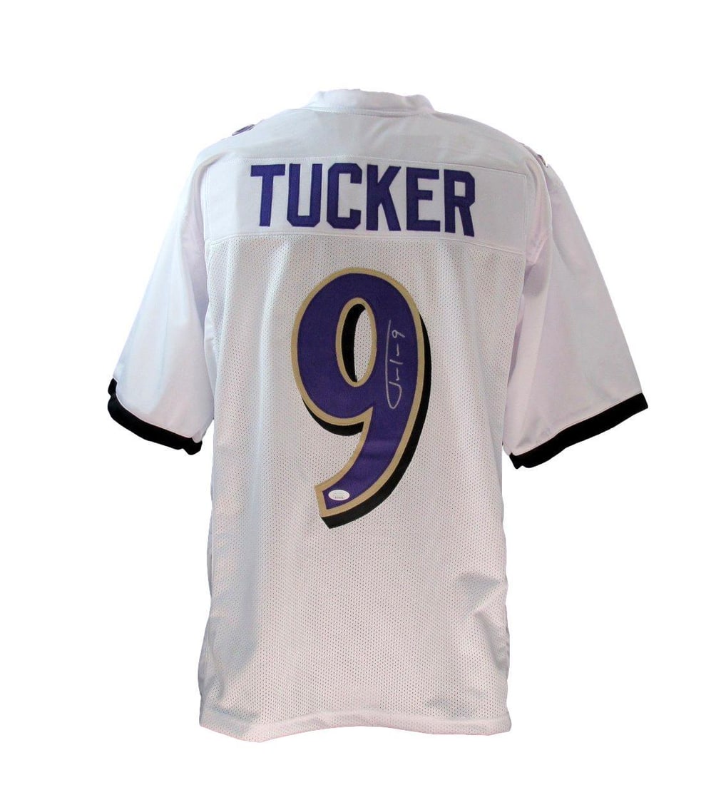 Justin Tucker Signed/ Autographed White Custom Football Jersey Ravens JSA 190355 (1 of 5)