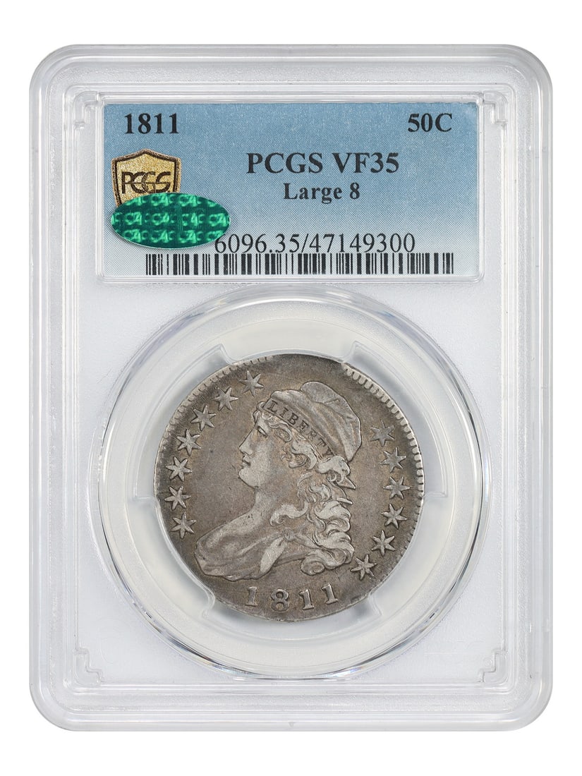 1811 50C PCGS/ CAC VF35 (Large 8) - Capped Bust Half Dollar (1 of 5)
