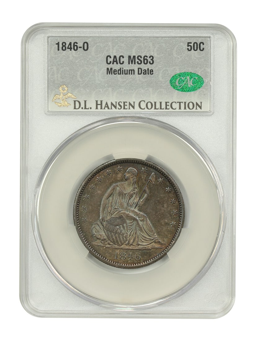 1846-O 50C CACG MS63 (Medium Date) ex: D.L. Hansen - Liberty Seated Half Dollar (1 of 6)