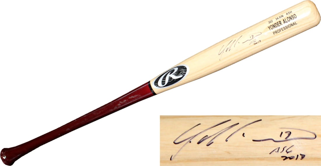 Rawlings Game Used Bat ASG 2017 Autographed By Yonder Alonso (1 of 2)
