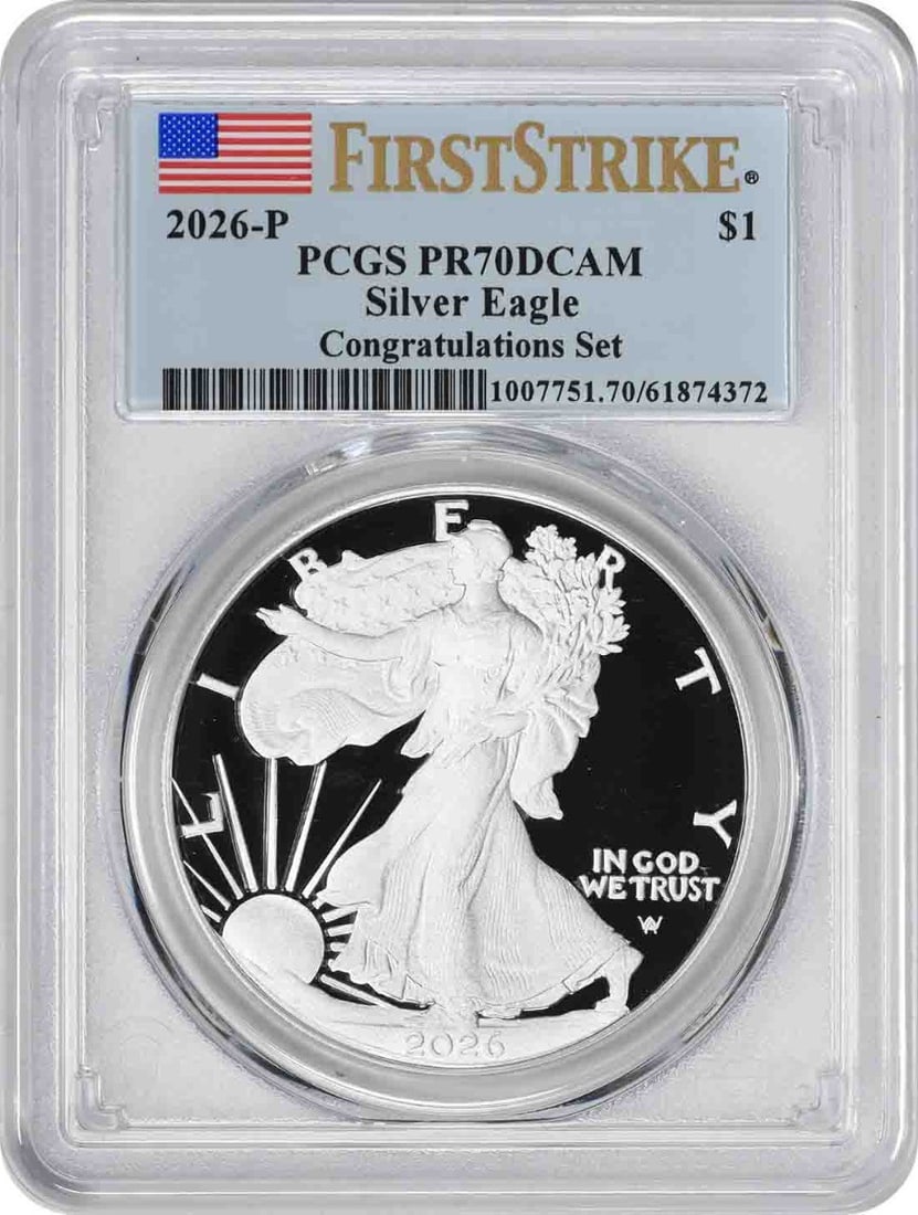 2026-P $1 American Silver Eagle Congratulations Set PR70DCAM First Strike PCGS (1 of 1)