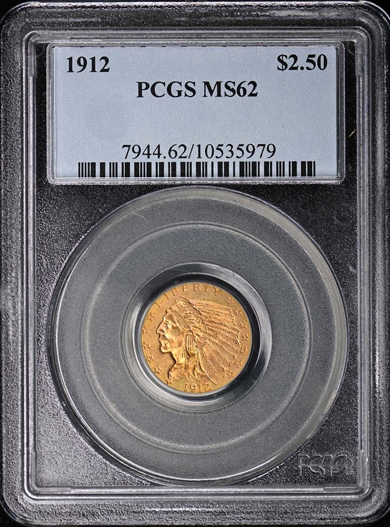PCGS MS62 $2.50 Indian Head 1912 (1 of 3)