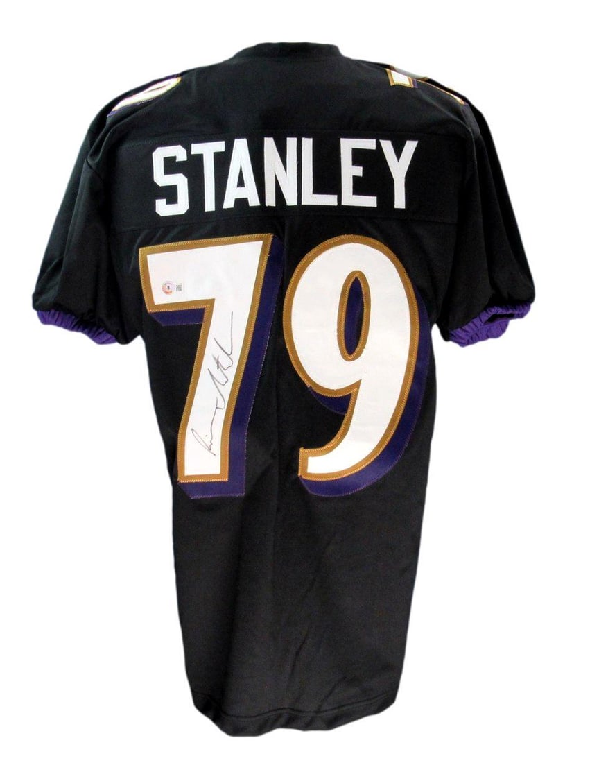 Ravens football black custom jersey signed by Ronnie Stanley auto beckett (1 of 5)