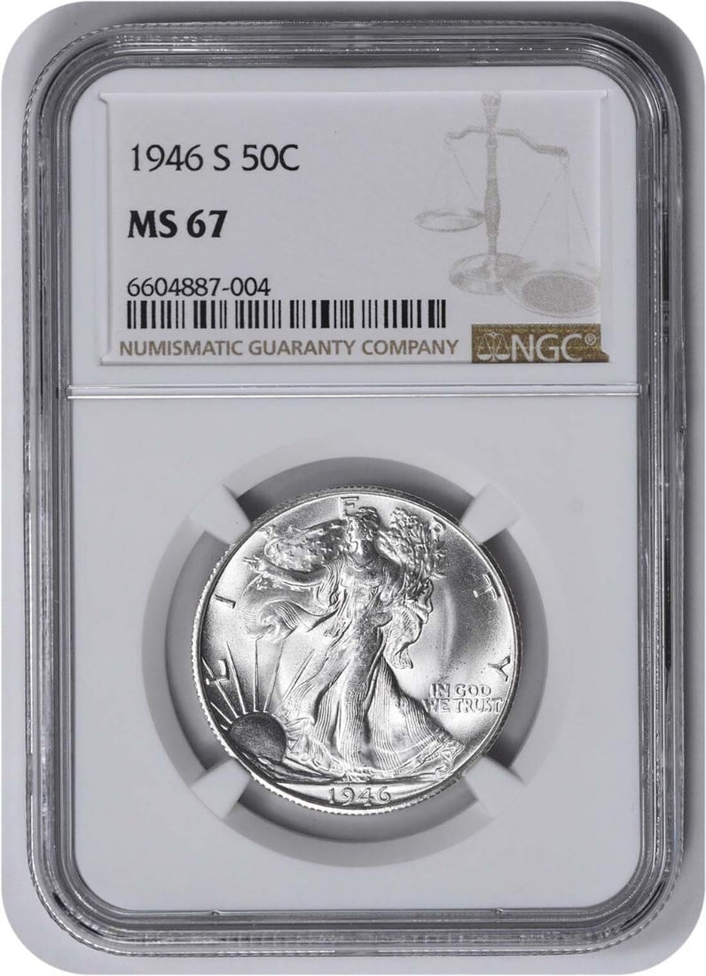 1946-S Walking Liberty Silver Half Dollar MS67 NGC (1 of 3)
