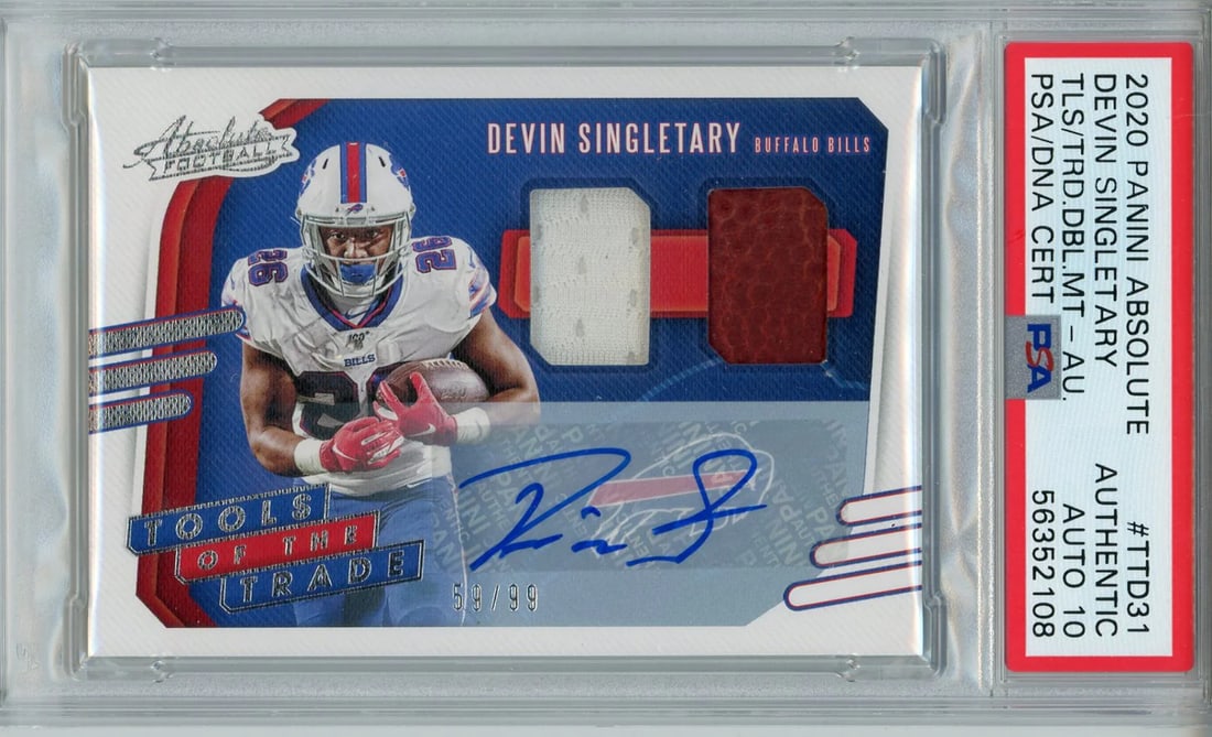 Devin Singletary Autographed 2020 Panini Absolute Tools of the Trade Rookie Card (1 of 2)