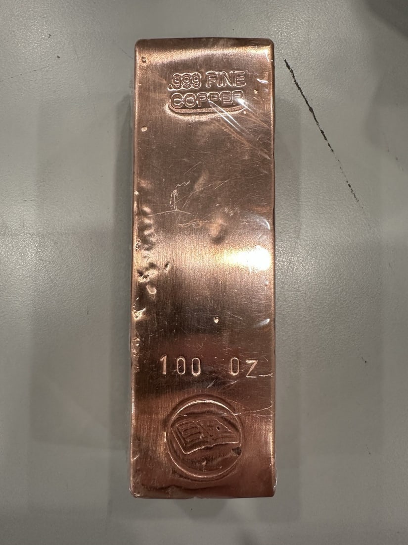 100 Oz Solid .999 Poured Copper Bar (1 of 3)
