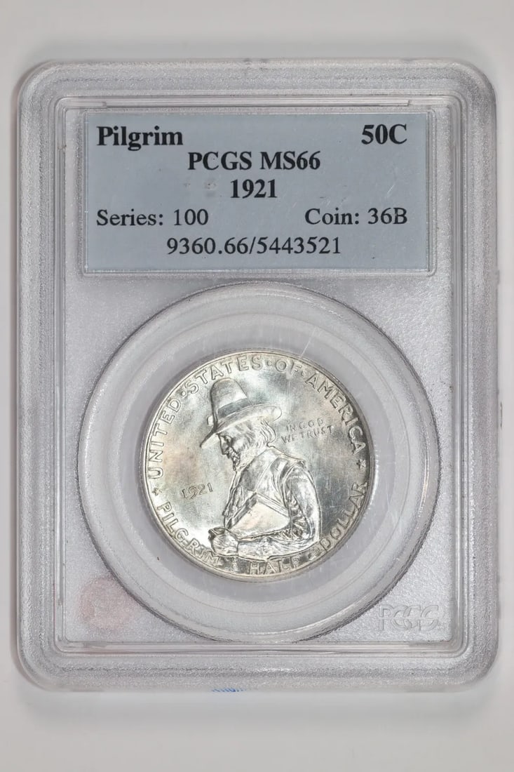 1921 PILGRIM COMMEMORATIVE HALF DOLLAR PCGS MS66 (1 of 2)