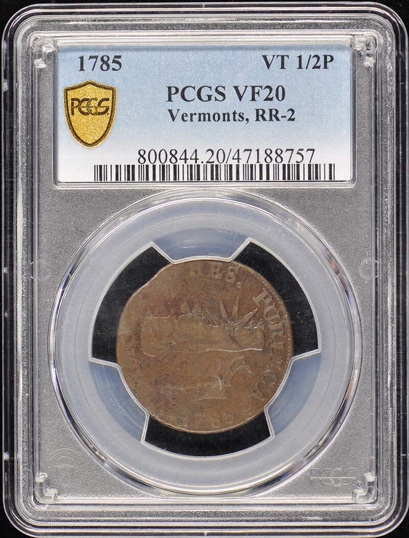 1785 Colonial VT Vermont 1/ 2 Penny Vermonts RR-2 PCGS VF20 (1 of 3)