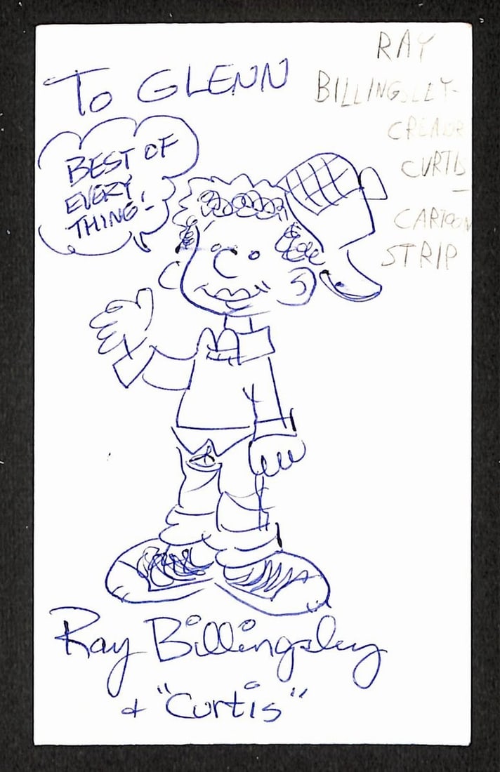 Ray Billingsley Signed/ Autographed 3x5 Index Card Sketch Cartoonist JSA BA205494 (1 of 2)