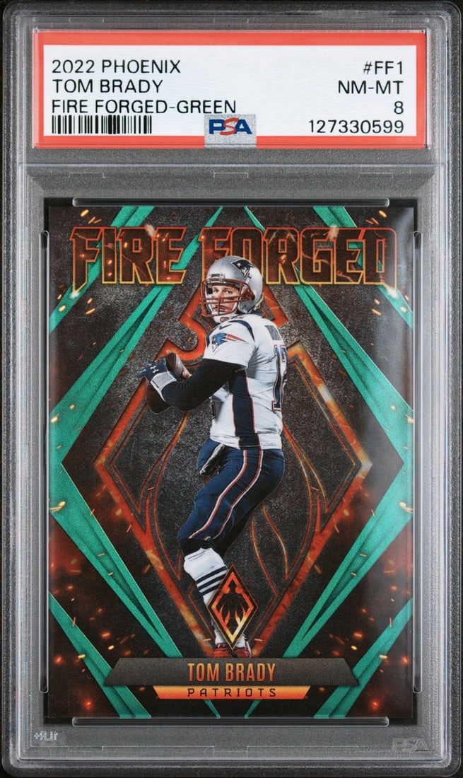 Tom Brady Panini Phoenix Fire Forged Green 25 PSA 8 (1 of 3)