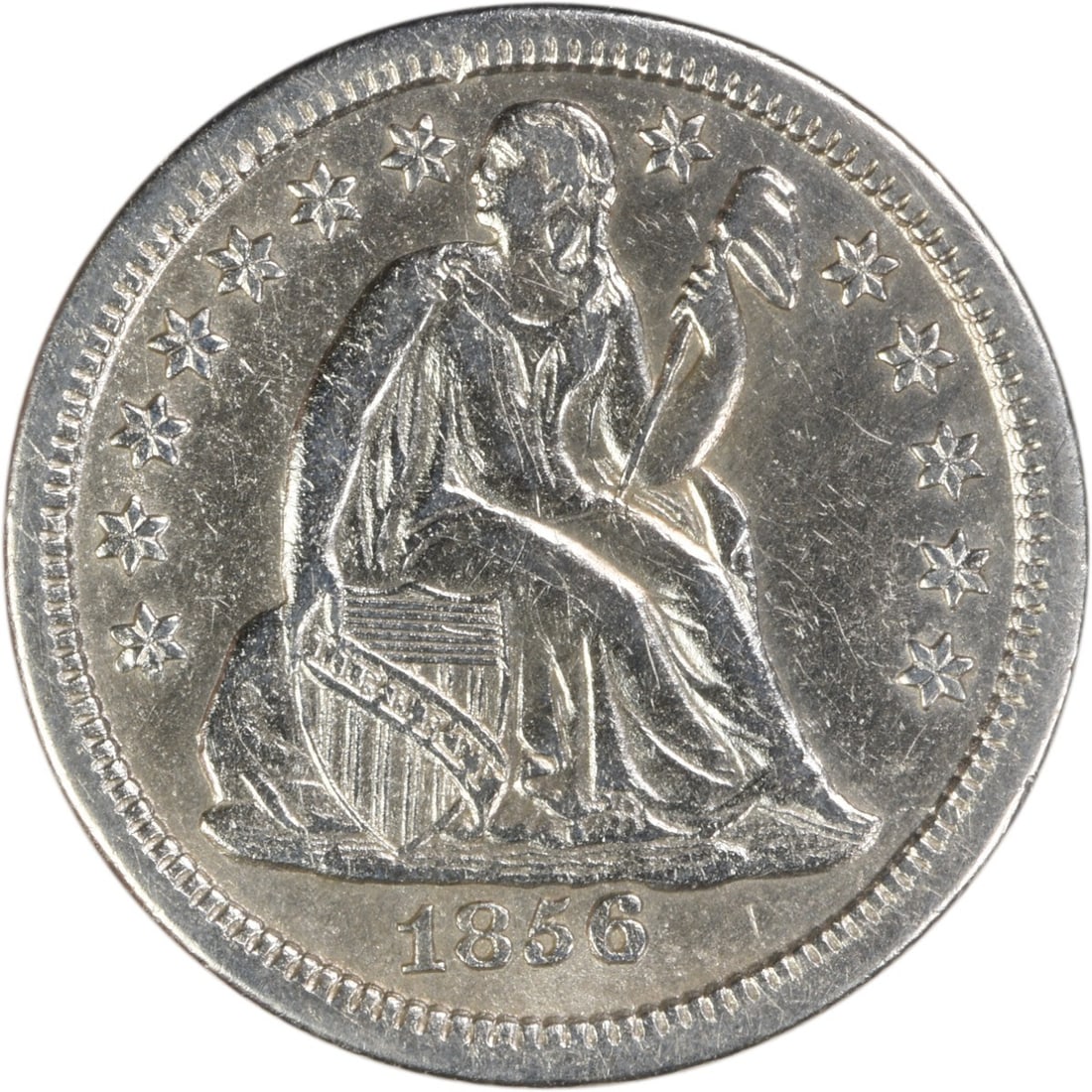 Liberty Seated Silver Dime is 1856-O Uncertified (1 of 2)
