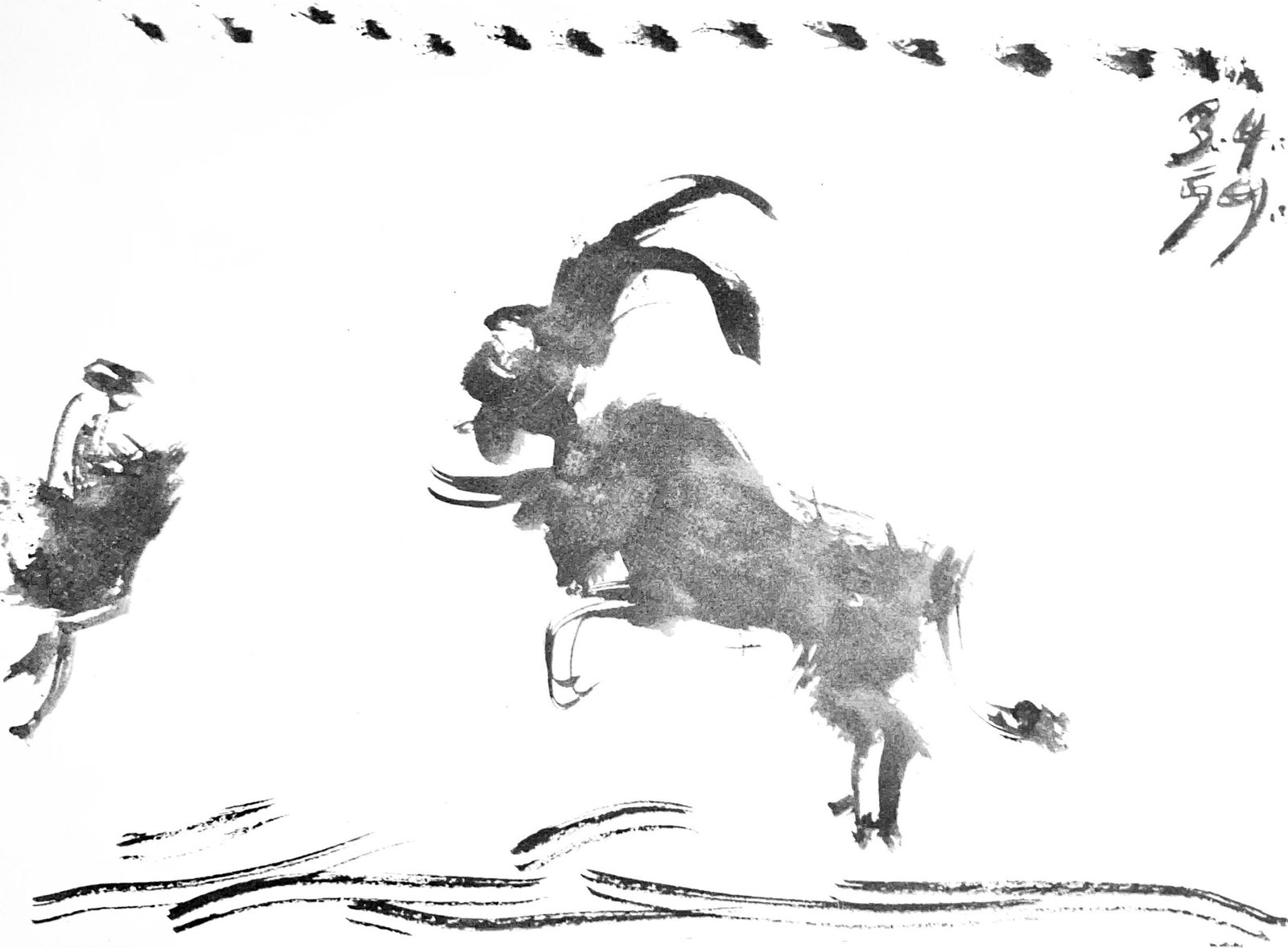 Pablo Picasso, Composition (Bloch 1276; Czwiklitzer 23), Toros y Toreros, Lithograph: Pablo Picasso, Composition (Bloch 1276; Czwiklitzer 23), Toros y Toreros, Lithograph A rare opportunity to own a piece of art history, Pablo Picasso's lithograph "Toros y Toreros" (1961) is a stunning