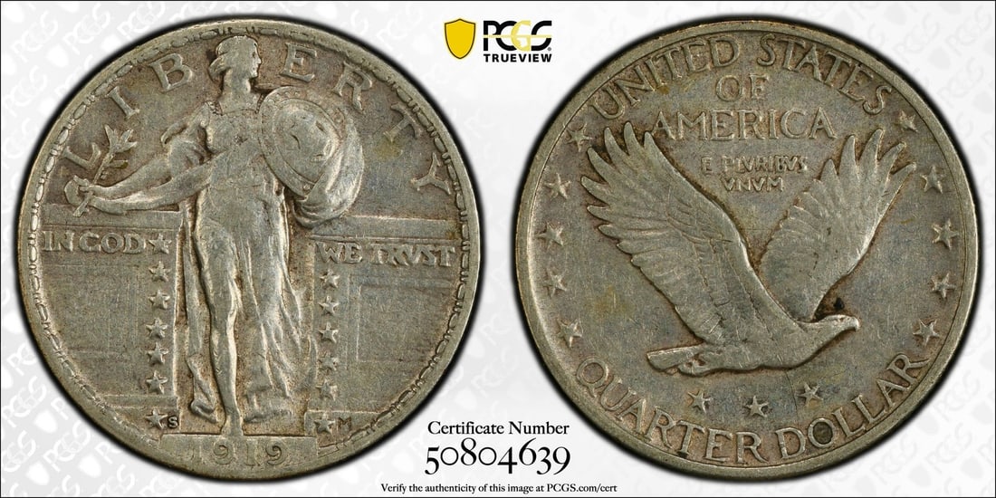 1919-S STANDING LIBERTY QUARTER PCGS XF40 (1 of 3)
