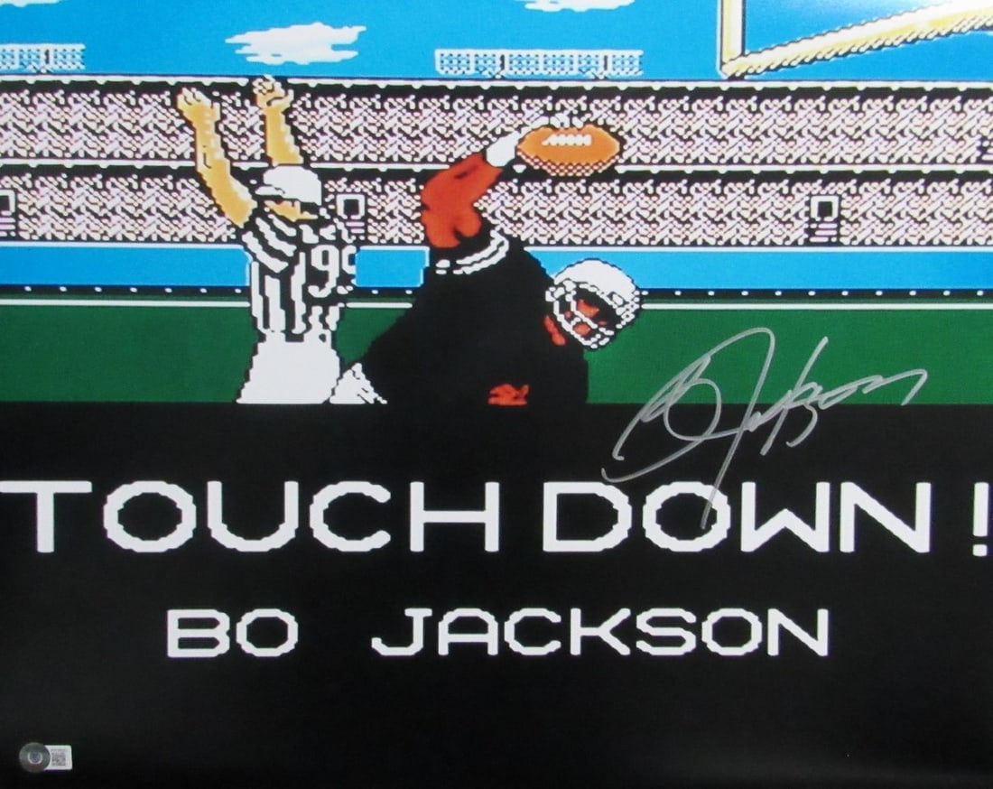 Bo Jackson Autographed 16x20 Photo TECMO BOWL Nintendo Raiders Beckett 182827 (1 of 3)